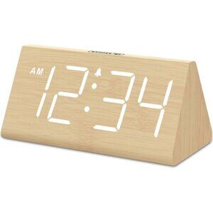 New Wooden Digital Alarm Clock – Electric Desk Clock with Large Display